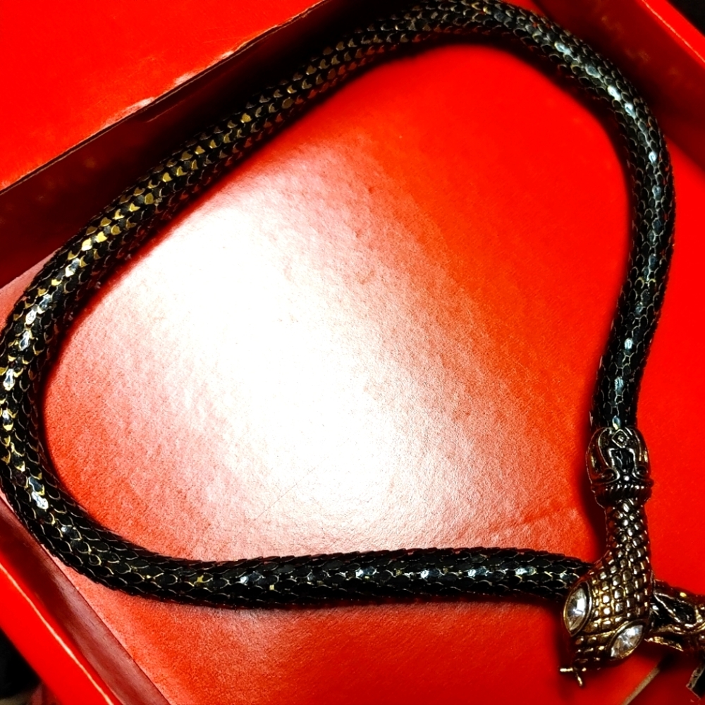 Vintage metal snake choker necklace